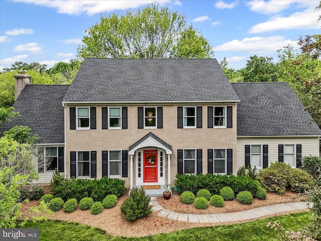 11 White Oak Dr, West Grove, PA 19390 - colonial home featuring a shingled roof and a chimney
