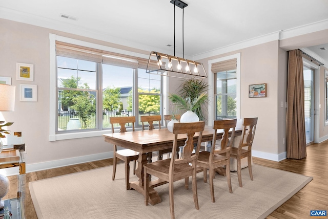 729 Highgate Row, Crozet, VA 22932 - dining area featuring plenty of natural light, baseboards, ornamental molding, and light wood-style flooring