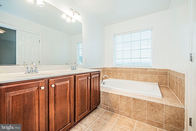 11919 Little Seneca Pkwy, Clarksburg, MD 20871 - bathroom featuring a garden tub, double vanity, and tile patterned flooring