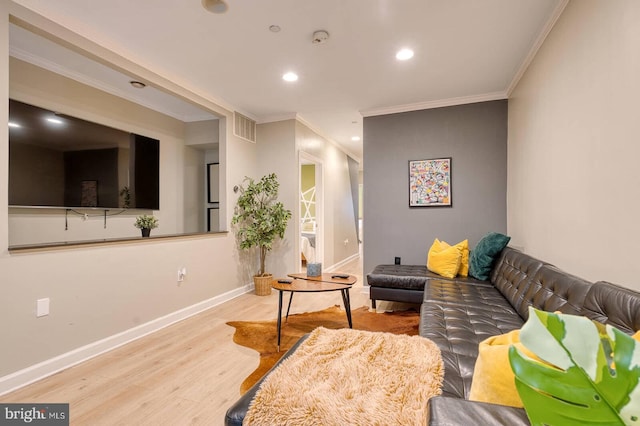 1337 Harvard St NW Unit 1, Washington, DC 20009 - living room with wood finished floors, ornamental molding, baseboards, and recessed lighting