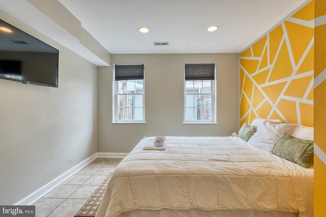 1337 Harvard St NW Unit 1, Washington, DC 20009 - bedroom featuring baseboards, tile patterned flooring, and recessed lighting