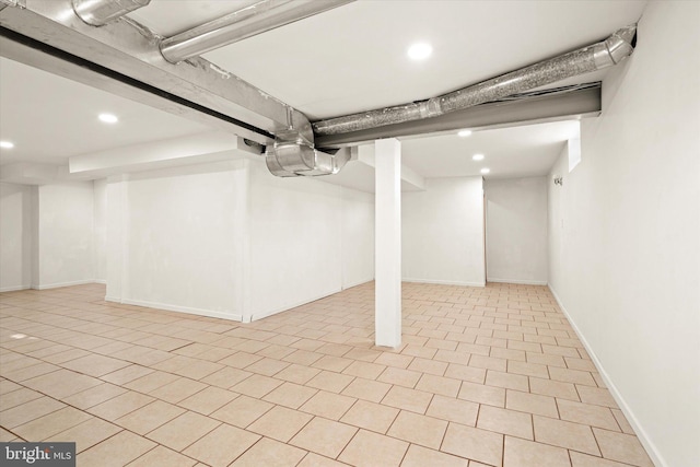 5 Primrose Dr, Burlington Township, NJ 08016 - finished basement featuring recessed lighting, baseboards, and light tile patterned flooring