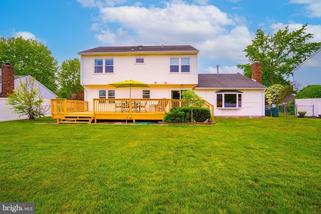 5 Wetherhill Way, Dayton, NJ 08810 - rear view of property featuring a wooden deck and a chimney