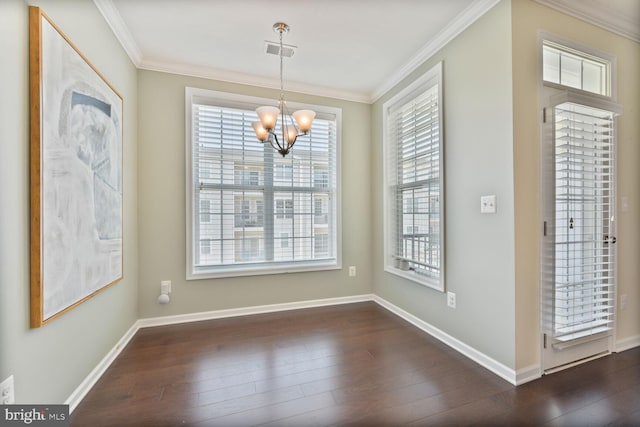 23492 Bluemont Chapel Ter, Ashburn, VA 20148 - foyer with a chandelier, ornamental molding, dark wood finished floors, and baseboards