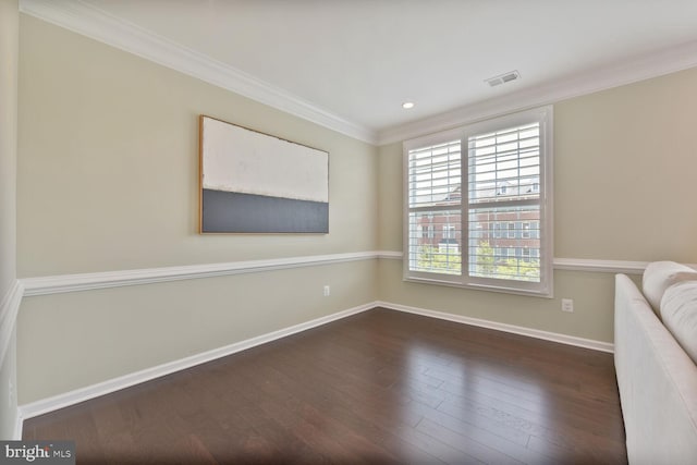 23492 Bluemont Chapel Ter, Ashburn, VA 20148 - empty room featuring crown molding, wood finished floors, baseboards, and recessed lighting