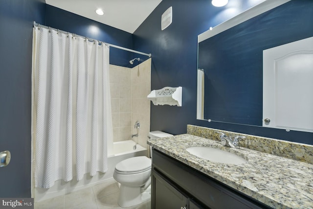 23492 Bluemont Chapel Ter, Ashburn, VA 20148 - bathroom with vanity, toilet, shower / bath combination with curtain, and tile patterned flooring