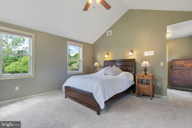 1104 N Pleasantview Rd, Pottstown, PA 19464 - carpeted bedroom featuring lofted ceiling, baseboards, and ceiling fan