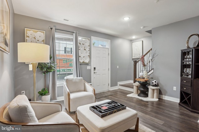 117 King St Unit A, Bensalem, PA 19020 - living room featuring wood finished floors, recessed lighting, baseboards, and stairway