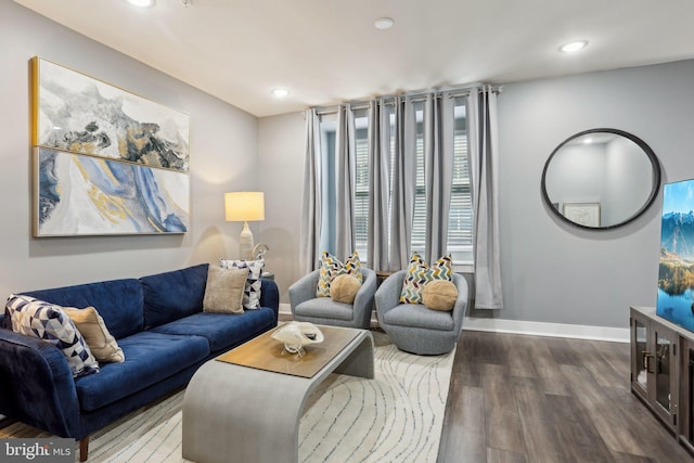 117 King St Unit A, Bensalem, PA 19020 - living area featuring baseboards, wood finished floors, and recessed lighting