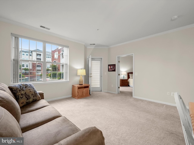 2608 Chapel Lake Dr Unit 112, Gambrills, MD 21054 - living room with light carpet, crown molding, and baseboards
