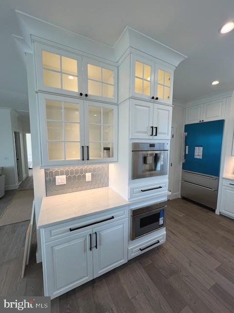 11 Selma Dr, Manahawkin, NJ 08050 - kitchen featuring appliances with stainless steel finishes, white cabinetry, light countertops, and recessed lighting