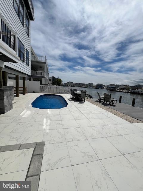 11 Selma Dr, Manahawkin, NJ 08050 - view of pool with a water view and a patio