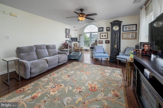 2006 Staghorn Dr, Mount Laurel, NJ 08054 - living room with dark wood finished floors, ceiling fan, and baseboards