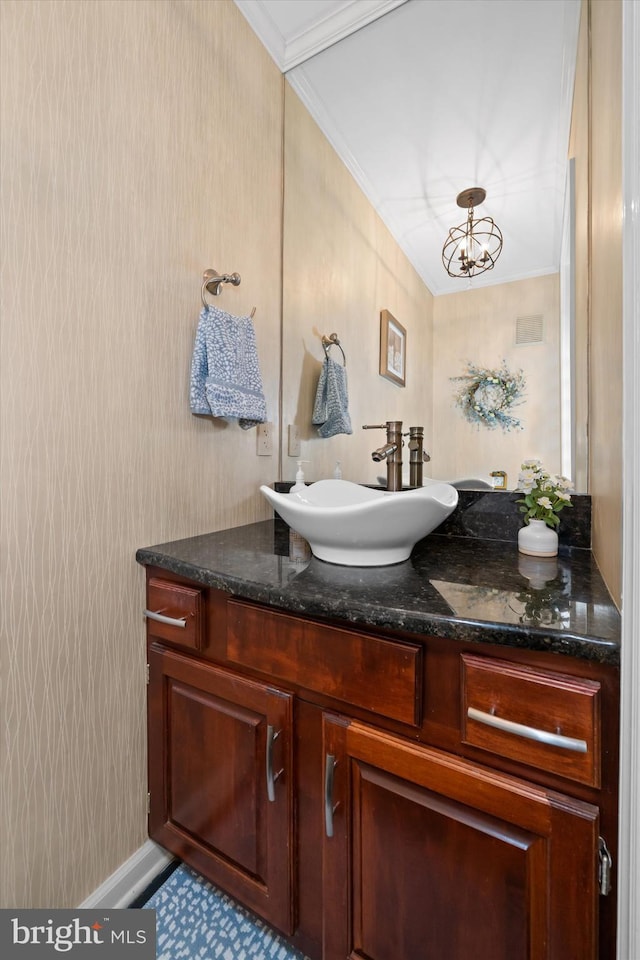 59 Carter Rd, Thornton, PA 19373 - bathroom with vanity and crown molding