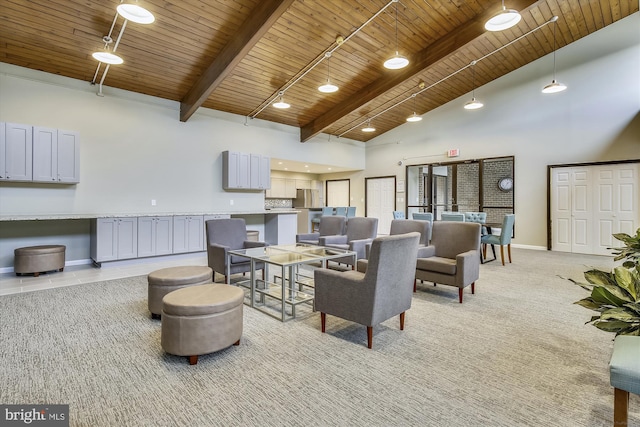 801 N Howard St Unit 305, Alexandria, VA 22304 - common area with wooden ceiling with exposed beams and high vaulted ceiling