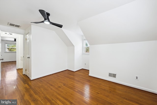 6775 Amherst Rd, Bryans Road, MD 20616 - additional living space featuring hardwood / wood-style floors, vaulted ceiling, baseboards, and ceiling fan
