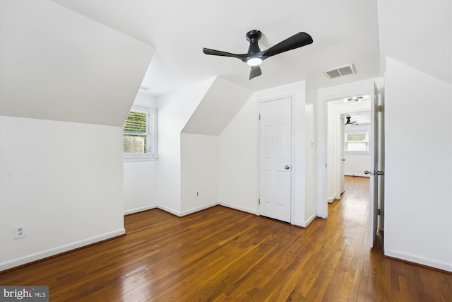 6775 Amherst Rd, Bryans Road, MD 20616 - bonus room featuring ceiling fan, hardwood / wood-style flooring, baseboards, and lofted ceiling