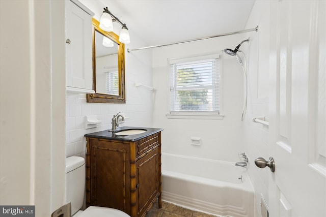 6775 Amherst Rd, Bryans Road, MD 20616 - full bath featuring washtub / shower combination, vanity, toilet, and tile walls