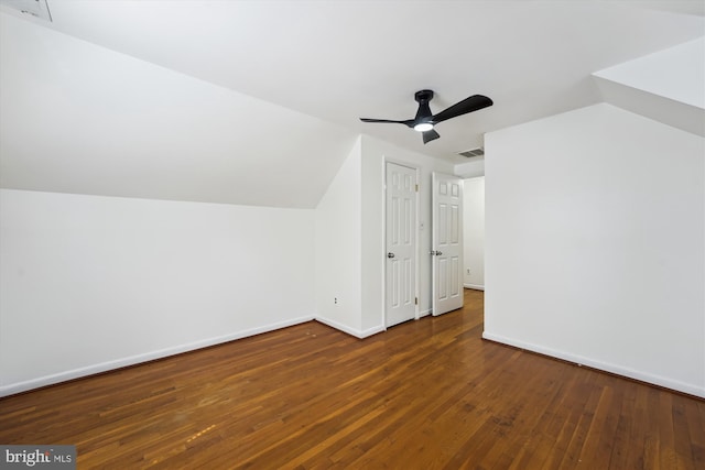6775 Amherst Rd, Bryans Road, MD 20616 - bonus room with vaulted ceiling, a ceiling fan, baseboards, and wood-type flooring