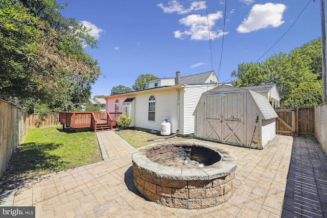 6775 Amherst Rd, Bryans Road, MD 20616 - view of patio featuring a fire pit and a deck