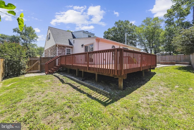 6775 Amherst Rd, Bryans Road, MD 20616 - back of property with a deck, a gate, brick siding, and roof with shingles