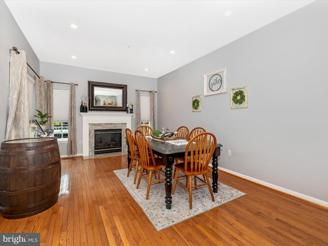 1501 Rambling Way, Frederick, MD 21701 - dining room featuring wood-type flooring, a high end fireplace, and recessed lighting