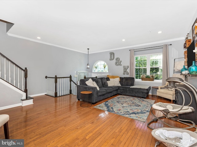 1501 Rambling Way, Frederick, MD 21701 - living room featuring hardwood / wood-style floors and crown molding