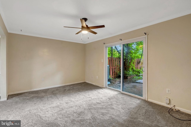8760 Stoneridge Dr, Manassas, VA 20111 - carpeted spare room with ceiling fan, baseboards, and crown molding