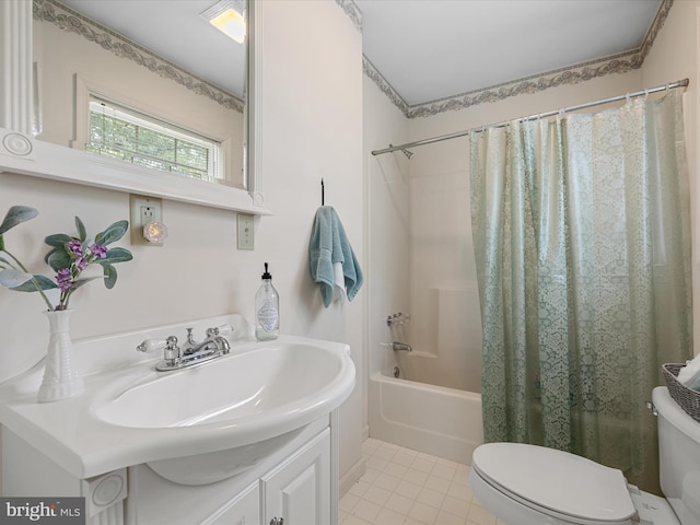 55 Ithica Ln, High View, WV 26808 - bathroom with toilet, shower / bath combo with shower curtain, vanity, and tile patterned floors
