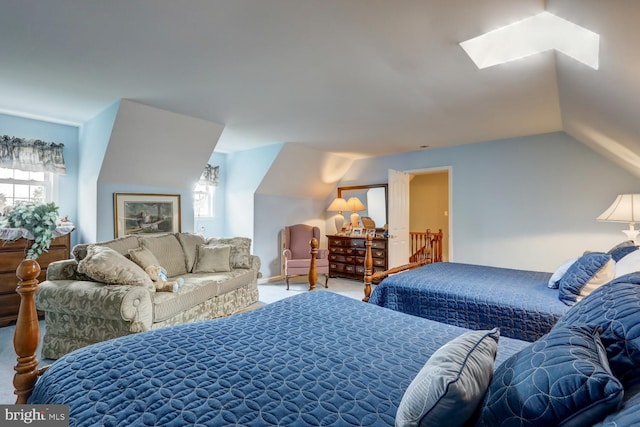 419 Coffee Goss Rd, Marietta, PA 17547 - carpeted bedroom featuring lofted ceiling, multiple windows, and a skylight