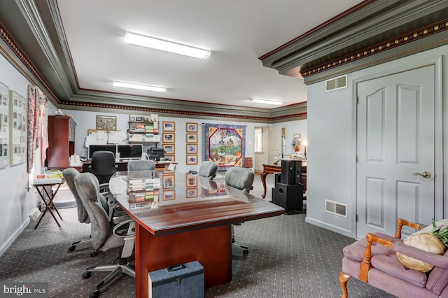 419 Coffee Goss Rd, Marietta, PA 17547 - office area featuring carpet, ornamental molding, and baseboards