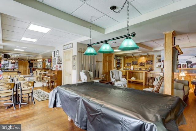419 Coffee Goss Rd, Marietta, PA 17547 - playroom featuring a drop ceiling, wood finished floors, and pool table