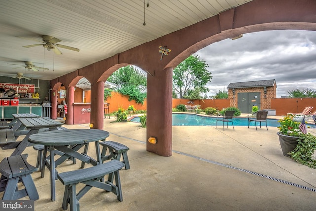 419 Coffee Goss Rd, Marietta, PA 17547 - fenced backyard with a patio and ceiling fan