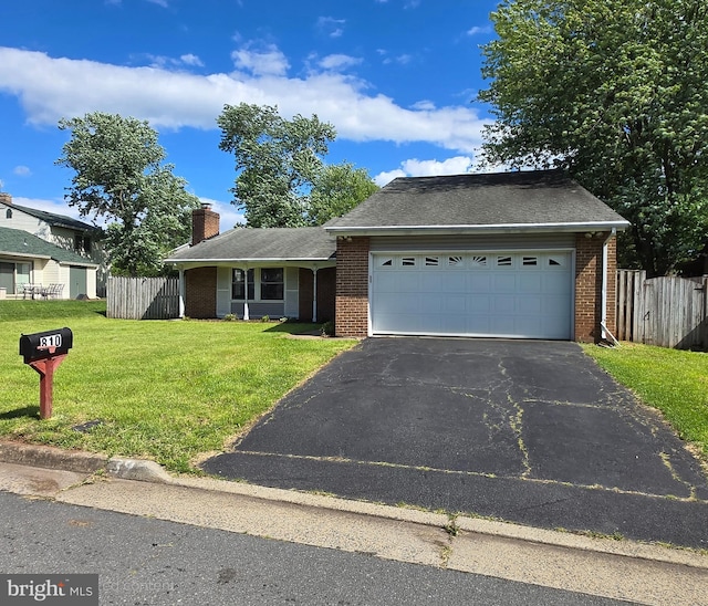 810 Sugarland Run Dr, Sterling, VA 20164 - view of front of property featuring brick siding, asphalt driveway, a chimney, a garage, and a shingled roof