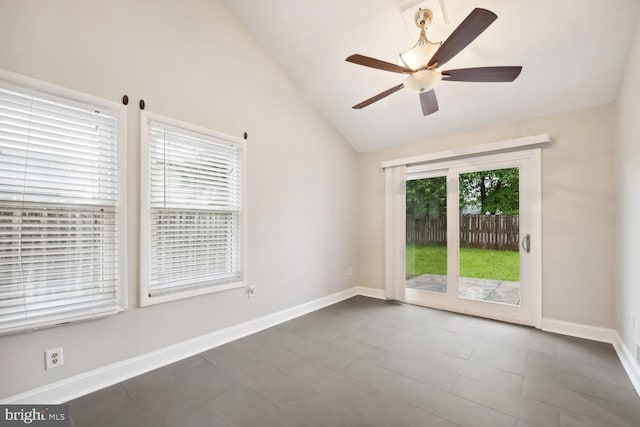 810 Sugarland Run Dr, Sterling, VA 20164 - spare room featuring lofted ceiling, baseboards, and a ceiling fan