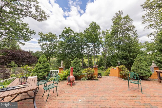 1877 Clayton Ridge Dr, Winchester, VA 22601 - view of patio / terrace with outdoor dining area and view of scattered trees