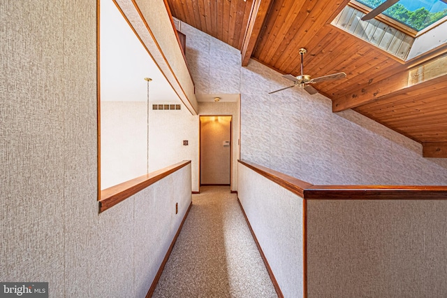 437 S 8th S, Galloway, NJ 08205 - hallway with wooden ceiling with exposed beams and a skylight