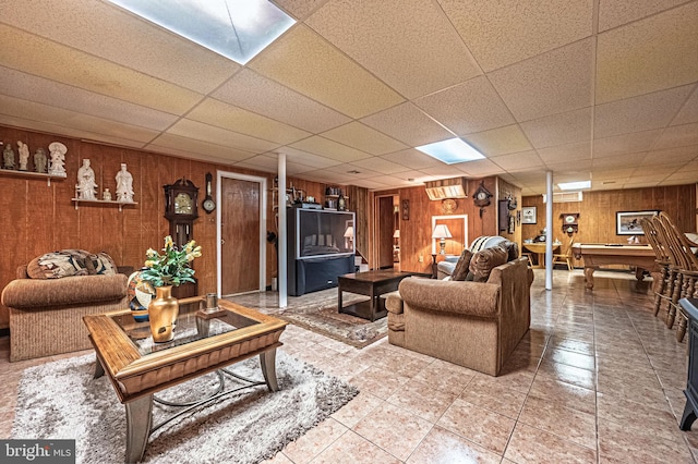 437 S 8th S, Galloway, NJ 08205 - living area featuring wooden walls, a drop ceiling, and pool table