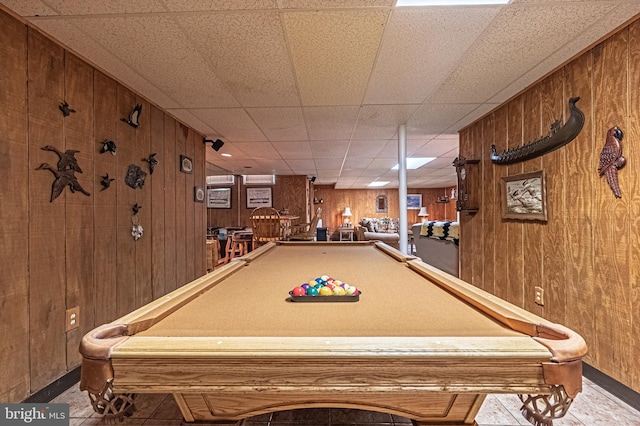 437 S 8th S, Galloway, NJ 08205 - game room with wooden walls, billiards table, a drop ceiling, and baseboards