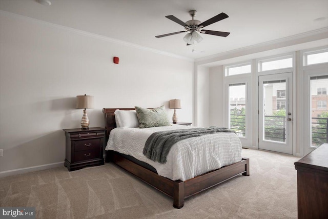 1318 Ribbon Limestone Ter SE, Leesburg, VA 20175 - bedroom featuring light carpet, access to exterior, ornamental molding, and multiple windows