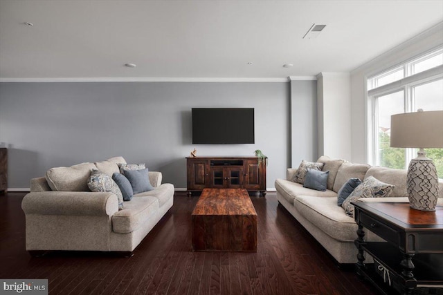 1318 Ribbon Limestone Ter SE, Leesburg, VA 20175 - living room featuring ornamental molding and dark wood-type flooring