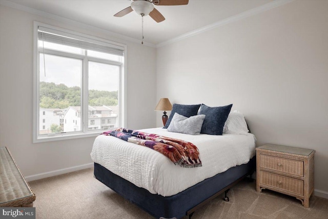 1318 Ribbon Limestone Ter SE, Leesburg, VA 20175 - carpeted bedroom with crown molding, multiple windows, and ceiling fan
