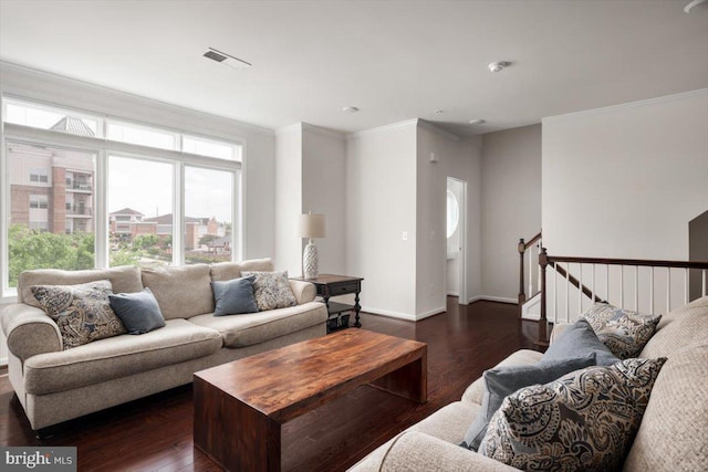 1318 Ribbon Limestone Ter SE, Leesburg, VA 20175 - living area with dark wood finished floors and ornamental molding