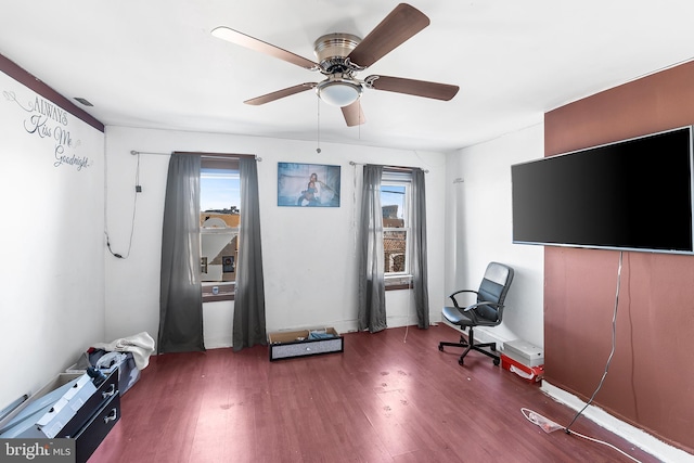 2348 N Mascher St, Philadelphia, PA 19133 - miscellaneous room featuring ceiling fan and wood finished floors
