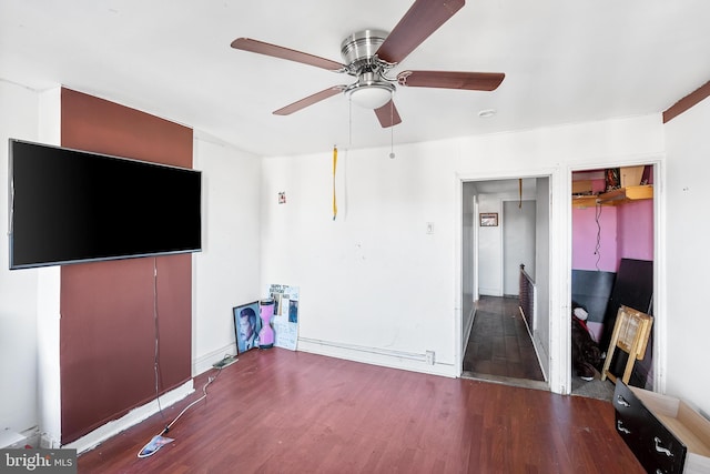 2348 N Mascher St, Philadelphia, PA 19133 - unfurnished living room featuring a ceiling fan and wood finished floors