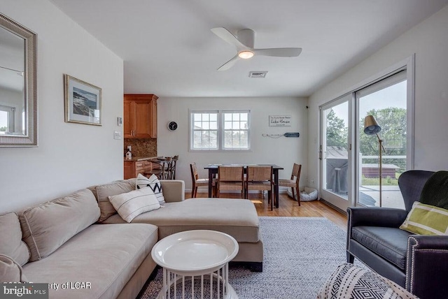 279 Apache Dr, Shickshinny, PA 18655 - living room featuring light wood-style flooring and ceiling fan
