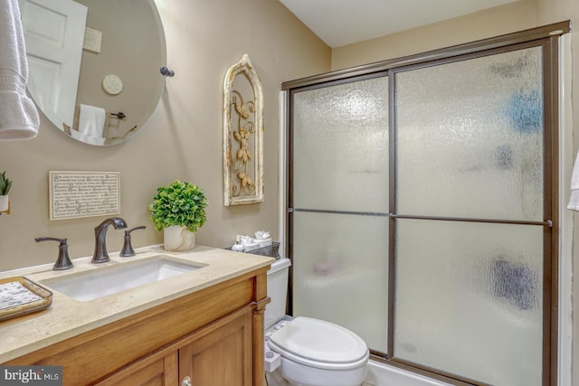 7857 Holly Branch Dr, Laurel, DE 19956 - bathroom with an enclosed shower, vanity, and toilet