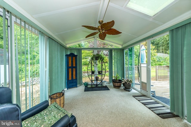 419 Breslin Rd, Joppa, MD 21085 - sunroom featuring ceiling fan, a skylight, and lofted ceiling