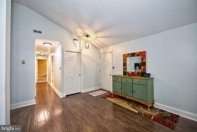 419 Breslin Rd, Joppa, MD 21085 - foyer with vaulted ceiling, dark wood-style floors, and baseboards