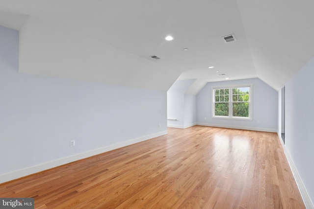 13492 Allnutt Ln, Highland, MD 20777 - bonus room with light wood-type flooring, lofted ceiling, baseboards, and recessed lighting